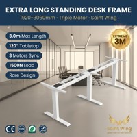 Base de Escritorio Eléctrico de Altura Ajustable Saint Wing Extra Larga de 1.9-3.0m con Triple Motor y 3 Patas para Tablero de Mesa de 120 Pulgadas