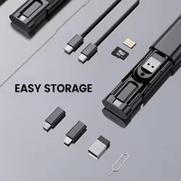 Câble de charge USB Type-C 6-en-1 60W à charge rapide 3A avec lecteur de carte pour appareil photo, ordinateur et écouteurs – Kit de voyage
