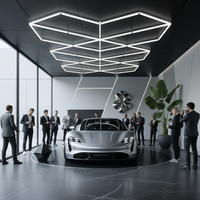 Éclairage Premium pour Salon Automobile, Lumière Géométrique pour Atelier de Détailing Automobile 6500K 120lm/W PC Dimmable, Montage DIY, Haute Luminosité pour Exposition