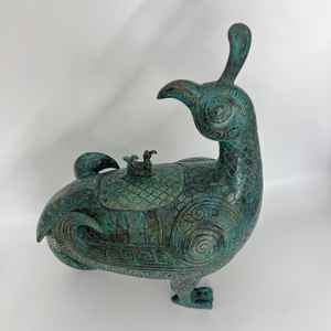 Jin Hou Bird Zun opera d'arte classica in bronzo della dinastia di Zhou fenice occidentale forma complessiva in metallo artigianato significato culturale storico - Product Image 5