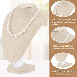 12 ชิ้นสีเบจสร้อยคอขาตั้งจอแสดงผลเครื่องประดับหน้าอกยืนแสดงสร้อยคอขาตั้งจอแสดงผลเครื่องประดับการถ่ายภาพ Props - Product Image 3