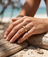 Bague personnalisée en acier inoxydable 316L, texture crocodile, étanche, hypoallergénique, plaquée or PVD, pour femme, cadeau
