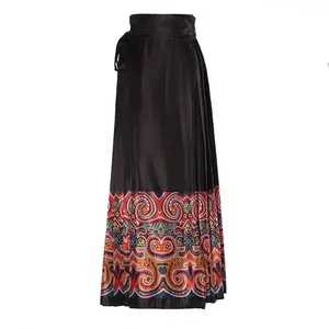 New Arrival Indian Screen Printed Vintage Style Summer Wrapped Skirt Women's Beach Bohemia Long Wrap Skirt