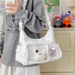 NUEVO Bolso de Hombro Y2K con Estrellas y Puntos, Bonito Bolso Cruzado Transparente con Correa con Volantes para Niñas, Estilo Minimalista DIY - Product Image 5