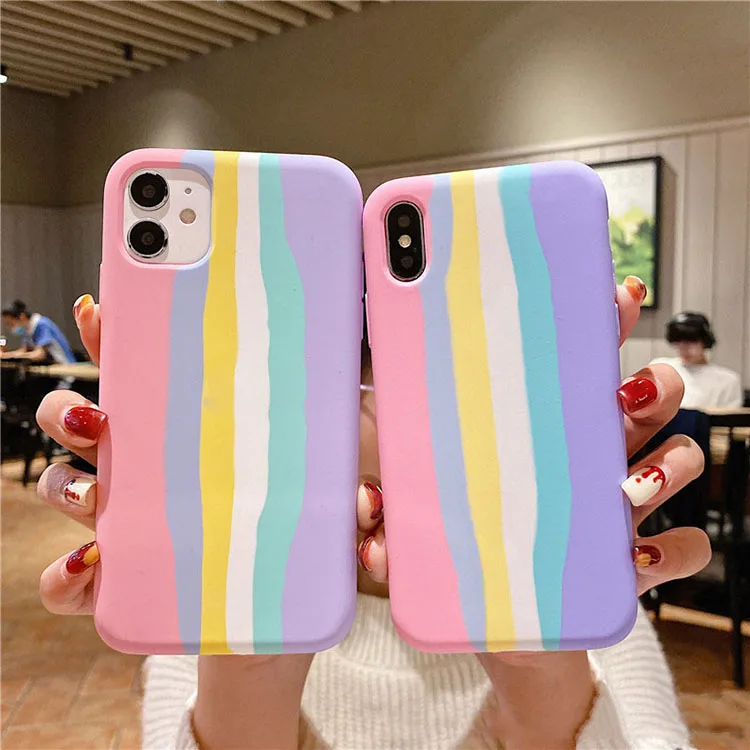 iPhone 13 Liquid Mobile Phone Silicone Cases / Rainbow Color Mobile Cover