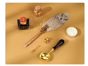 Xinyiart rétro <span class=keywords><strong>calligraphie</strong></span> <span class=keywords><strong>plume</strong></span> hibou <span class=keywords><strong>plume</strong></span> stylo avec <span class=keywords><strong>plume</strong></span> cire sceau timbre peinture brosse Script régulier écriture outils ensemble - Product Image 2