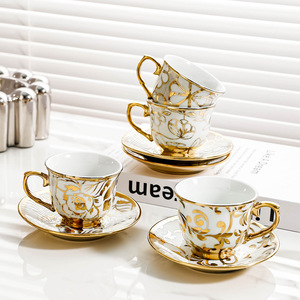 Conjunto de Café e Chá Cerâmico Minimalista Estilo Europeu e Inglês, Exquisito e de Alta Qualidade para Uso em Casa e ao Ar Livre, Conjunto de Pratos para Mulheres - Product Image 4