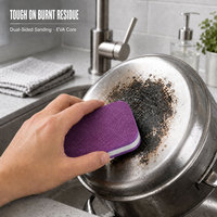 Éponge abrasive robuste en émeri, tampon de nettoyage de cuisine enduit de sable pour casseroles, poêles et plaques de cuisson, logo personnalisé OEM