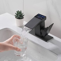 Robinet de lavabo moderne monocommande monofilaire en acier inoxydable brossé, économie d'eau, affichage numérique chaud/froid