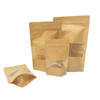 Sachets Doypack personnalisés XCGS 160x40x235mm en papier kraft avec fenêtre transparente et fermeture éclair pour café et thé en vrac
