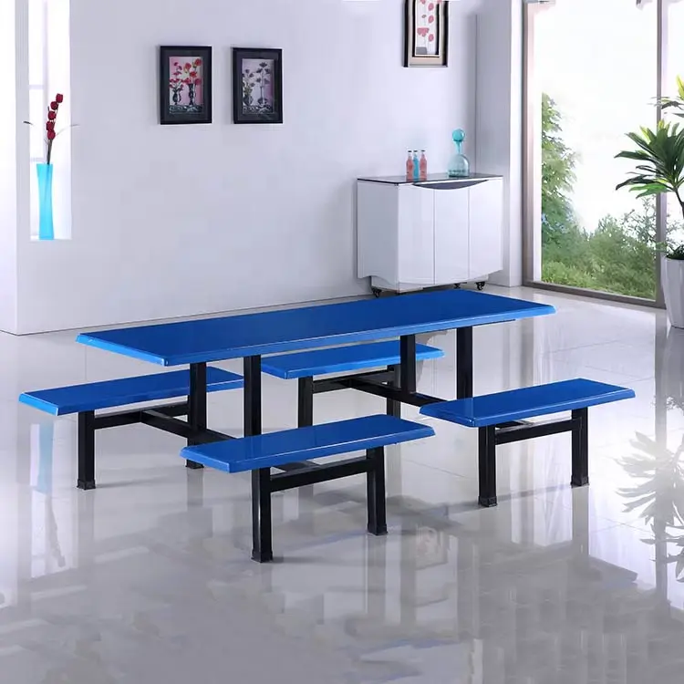 Light Luxury Fiberglass Dining Furniture 4 seats School Canteen Table Fast food Restaurant Table and Chairs Table base