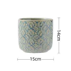 Pots de fleurs ronds en céramique émaillée, écologiques et minimalistes, motifs floraux, trou de drainage, <span class=keywords><strong>petit</strong></span> ensemble, légers, durables, pour le <span class=keywords><strong>jardin</strong></span> - Product Image 2