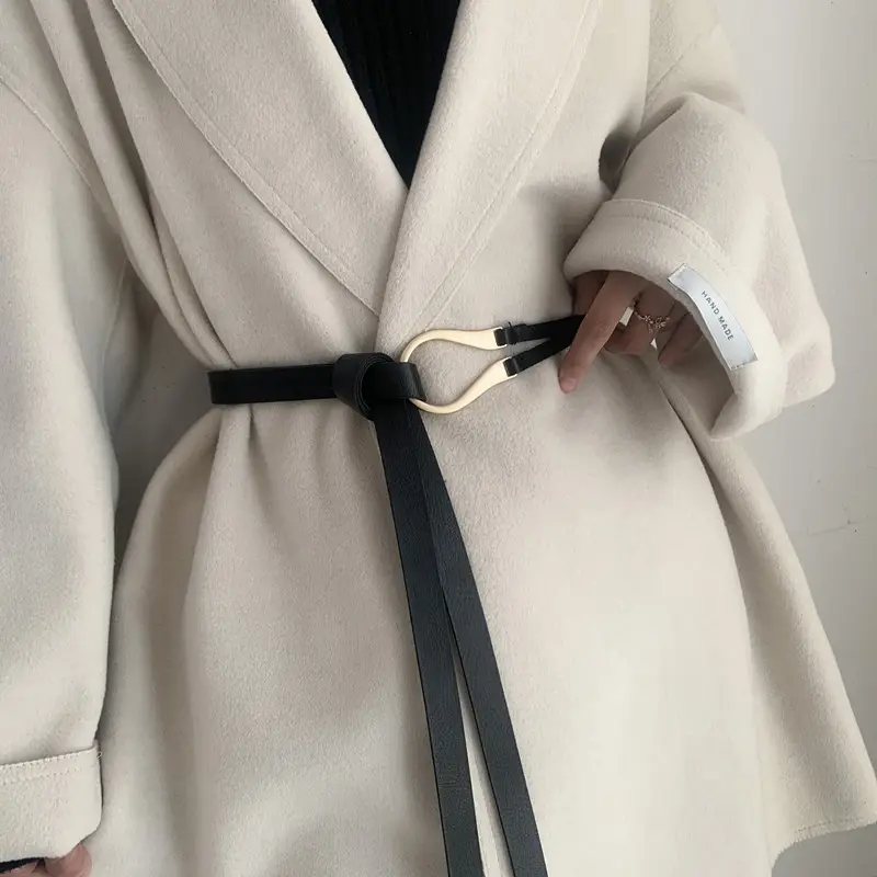 Horseshoe Buckle Belt Female Perforated Waist Seal Versatile Fashion Knot Small Belt