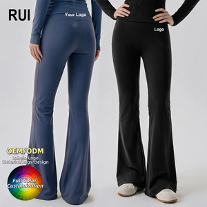 Pantalon de yoga RUIQUWIN pour femme, taille haute, coupe ample, jambe large, en Spandex/Nylon, extensible dans quatre directions, respirant, idéal pour la gym - Product Image 1