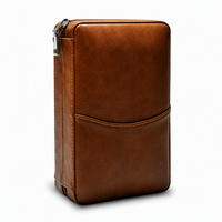 Étui de Voyage de Luxe pour Cigares en Cuir Véritable Fait Main, Humidor Portable Doublé de Bois de Cèdre Espagnol avec Fermeture Éclair, Coffret pour 4 Cigares