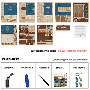 Boekenhokje poppenhuis architectuur bouwpakket, een doe-het-zelf mini houten <span class=keywords><strong>model</strong></span> met gedetailleerd interieur - Product Image 2