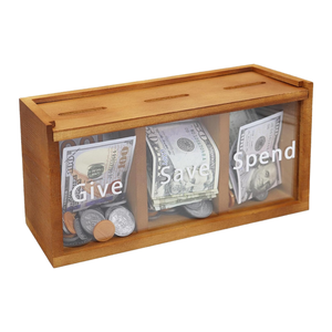 Hucha rectangular de madera <span class=keywords><strong>sin</strong></span> cerradura para billetes y monedas, ideal para niños y adultos, para dormitorio, sala de estar, lavadero o encimera. - Product Image 2