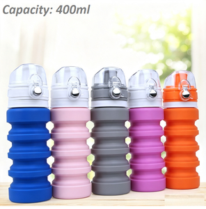 Botella de Agua Deportiva de Silicona Plegable de 400 ml, Tapa a Prueba de Fugas con Rosca, Libre de BPA, Ecológica y Ligera para Uso en Exteriores - Product Image 2