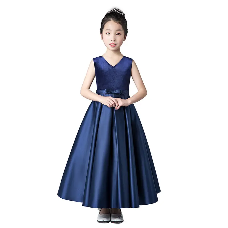 First Communion Dress Sleeveless Modest Flower Girl Dresses Royal Blue