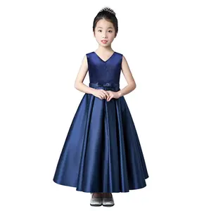 First Communion Dress Sleeveless Modest Flower Girl Dresses Royal Blue