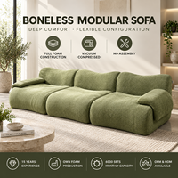 Canapé modulaire moderne 3 places sans cadre, entièrement en mousse, assise profonde, compressé sous vide, sans structure pour salon