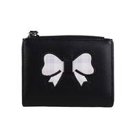 Dompet Wanita Kulit PU Lembut Model Fashion Grosir, Bordir Pita, Mini, Resleting, Tempat Koin untuk Remaja Pelajar