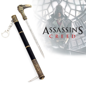 Assassin's Creed Syndicate bastón <span class=keywords><strong>espada</strong></span> 22CM Full Metal sin afilar llavero escritorio decoración modelo arma Cosplay Prop - Product Image 1