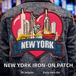 Patchs brodés thermocollants en PVC sergé avec logo cœur à paillettes de New York, souvenirs de voyage, appliques, badges, patchs brodés personnalisés pour chapeaux - Product Image 2