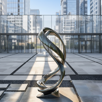 Grande sculpture de jardin moderne en acier inoxydable, décoration paysagère extérieure, statue polie effet miroir