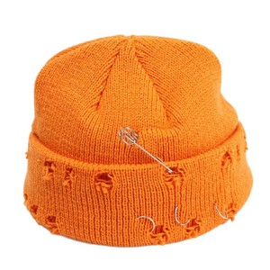 Bonnet tricoté pour femme, couleur unie, style streetwear, chaud, avec anneaux métalliques, casquette hip-hop, automne-hiver - Product Image 5