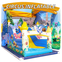 Château gonflable puissant Papillon Tournesol avec toboggan, en PVC 0,55 mm, installation facile pour événements commerciaux en extérieur