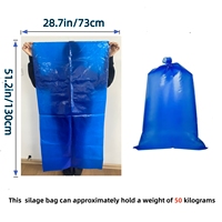 Sacs d'ensilage en plastique bleu 50 kg à ouverture plate, haute résistance pour le stockage de maïs, d'herbe, de foin et d'aliments pour bétail laitier