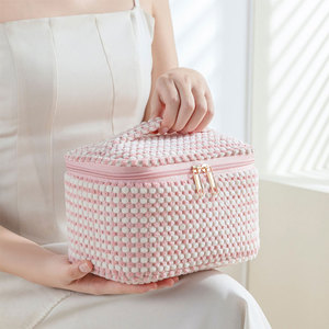 4pcs Large Capacity Easy Carry Makeup Bag Travel Corduroy Cotton Makeup Bag with Handle - Product Image 4