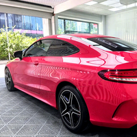 Vinyle de recouvrement automobile en PET TPU moulé, rouge fraise, ultra brillant, effet cristal, rouleau complet 1,52x18m/5x60ft pour voitures - Vente en gros