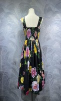 Robe de soirée XXL vintage, style printemps-été 2026, robe élégante à bretelles spaghetti, imprimé floral, longueur mi-mollet, robe noire de club
