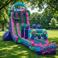 Toboggan aquatique gonflable double piste MILE Big Gaming Switch Theme en PVC avec piscine, idéal pour la location commerciale et les fêtes, capacité 500 personnes