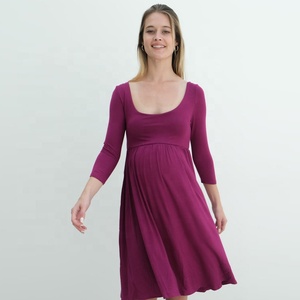 Vêtements de maternité personnalisés en rayonne jersey spandex automne décontracté mignon robe vêtements de grossesse avec manches 3/4 - Product Image 2