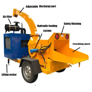 Alimentação hidráulica diesel móvel triturador triturador triturador de madeira triturador