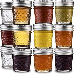 Bocaux Mason en verre borosilicate 16oz, 8oz, 2oz les plus vendus avec couvercle en aluminium et surface texturée pour le stockage transfrontalier de confiture et de miel 100ml - Product Image 1