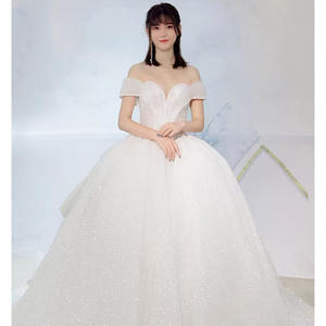 AL1012 2025 nouvelle robe de mariée pour femmes ciel étoilé <span class=keywords><strong>grande</strong></span> queue avec dentelle brillante décoration décontractée pour mariage ou <span class=keywords><strong>grande</strong></span> <span class=keywords><strong>taille</strong></span> mariées - Product Image 3