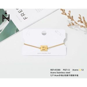 Bracciale con ciondolo a forma di lettera U in acciaio inossidabile 12x14cm, bracciale alla moda - Product Image 3