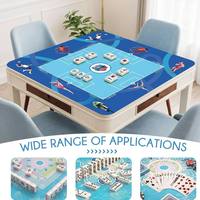 Tapis de Mahjong Américain Bleu – Thème Jeux Internationaux – Tapis de Jeu Durable – Taille Personnalisée – Tapis de Mahjong Américain sur Mesure