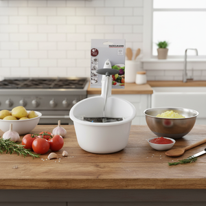 Passaverdura in Acciaio Inox e Plastica 32x21x19 cm con Dischi a Fori Diversi per Zuppe, Pomodoro, Verdure, Minestrone, Succhi e Creme - Product Image 3