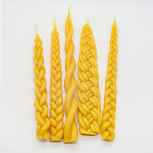 Marque privée personnalisée trempée à la main 100% cire d'abeille naturelle tressée à la main Havdalah bougie conique torsion cadeau Shabbat Judaica - Product Image 2