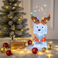 Figurine lumineuse LED 3D en acrylique, motif chien skieur de Noël, blanc froid, étanche IP44, commande manuelle, pour extérieur, jardin, cour, fêtes