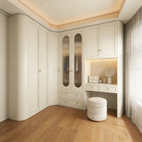 Armoire de chambre moderne avec portes en MDF, coiffeuse et tiroirs, design portable