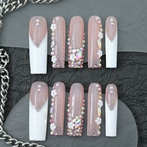 Uñas acrílicas de lujo hechas a mano al por mayor, uñas postizas acrílicas de cobertura completa, etiqueta privada, uñas postizas de alta calidad - Product Image 3