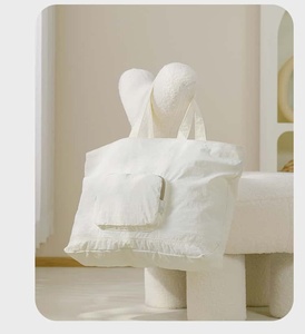 Cute Fruit Snail Tote <b>Bag</b> 25L Nylon Zipper Closure Soft Handle Foldable Minimalist Style Unisex Outdoor Travel <b>White</b> - Product Image 3
