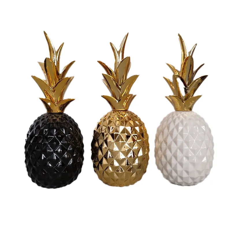 Tropische Stijl Keramische Ornamenten/Home Bruiloft Decor Keramische Mini Ananas Luxe Woonaccessoires Met Gouden Decor