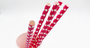 Pailles en papier jetables BIO rayées colorées en gros - Product Image 5